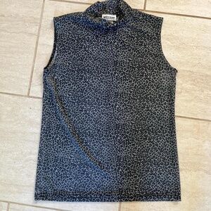 Western connection gray leopard print sleeveless mock neck top